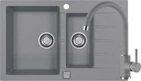 Set chiuveta bucatarie Alveus Cadit 70 gri 79x50 cm si baterie Kati monocomanda