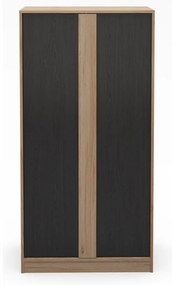 Șifonier negru/în culoare naturală cu aspect de lemn de stejar 90x180x53 cm Dennis – Marckeric