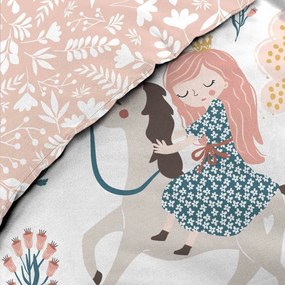 Lenjerie de pat pentru copii albă-roz din bumbac pentru pat de o persoană 140x200 cm Lilibelle – douceur d'intérieur