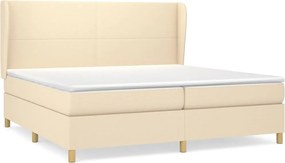 vidaXL Pat box spring cu saltea, crem, 200x200 cm, textil