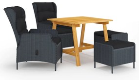 vidaXL Set mobilier de grădină, 5 piese, gri închis