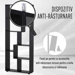 HOMCOM Bibliotecă Modernă cu 8 Rafturi din PAL E1, Design pentru Casă și Birou, 70x24x178 cm, Alb | Aosom Romania