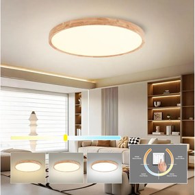 Brilagi - Plafonieră LED WOODROUND, 70 W, 230 V, 3000/4000/6000 K, Ø 80 cm