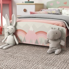 ZONEKIZ Pat pentru Copii 3-6 Ani cu Margini Înălțate și Model cu Animale, 77x143x60 cm, Roz | Aosom Romania