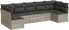 vidaXL Set canapele de grădină cu perne, 7piese gri deschis poliratan