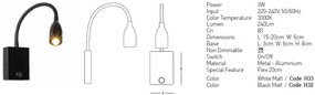 Aplica cu spot LED stil minimalist Hotel alba