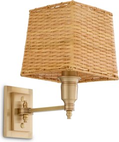 Aplica de perete LUX cu abajur din ratan Lexington alama antic