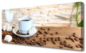 Tablou pe panza canvas Fasole ceașcă de cafea Bucatarie Alb Brun