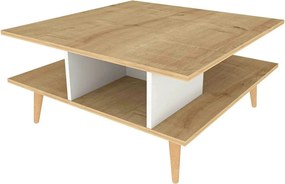 Masuta cafea Akya, stejar/alb, PAL, 89x89x44 cm