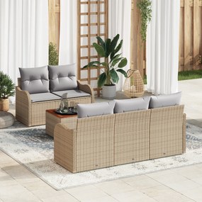 Set de Canapea de Grădină vidaXL cu Perne Bej din Ratan Acacia