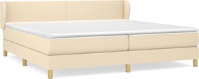 vidaXL Pat box spring cu saltea, crem, 200x200 cm, textil