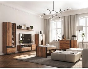 Comoda Boris Cu 1 Usa Si 3 Sertare, Stejar Catania Si Negru, 150 Cm