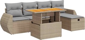 vidaXL Set canapele grădină cu perne 6 piese bej poliratan/lemn acacia