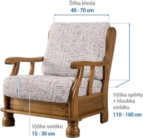 Gaico Huse bielastice VITTORIA smântânii fotoliu cu manere de lemn (l. 40 - 70 cm)