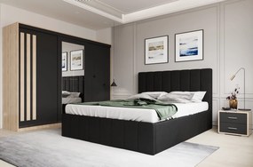 Set dormitor Prado Negru cu dulap Paris Sonoma/Gri