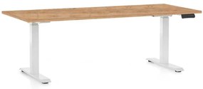 Masă înălțime reglabilă OfficeTech C, 180 x 80 cm, picioare albe, stejar kraft