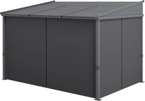 Outsunny Pavilion de grădină, pergolă, cu acoperiș glisant, draperii, cadru din aluminiu, gri închis, 3,65 x 2,55 x 2,05 m | Aosom Romania