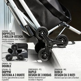 HOMCOM Cărucior de Cumpărături cu Geantă Impermeabilă de 40L, 46x59.5x97 cm, Negru și Argintiu | Aosom Romania