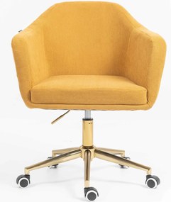 HR832K Scaun Catifea Reiată Premium culoare Curry Galben cu Bază Aurie