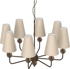 Candelabru GRENADA cu lanț, 8xE14/15W/230V, bej