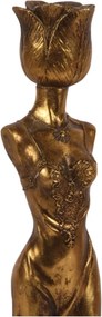 Sfeșnic din polirășină, auriu, model siluetă feminină, 39,5 x 11 cm, „Nymphe”