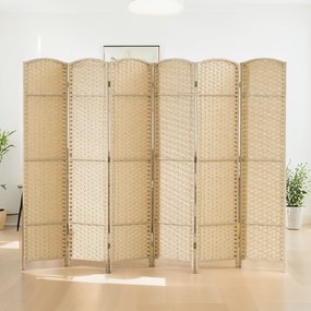 HOMCOM Paravan interior din lemn 6 panouri 240 x 170 cm separator de cameră pliabil pentru living, dormitor, natural | Aosom Romania