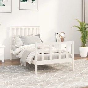 3188197 vidaXL Cadru de pat cu tăblie, alb, 100x200 cm, lemn masiv pin