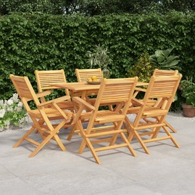 3155014 vidaXL Set mobilier de grădină, 7 piese, lemn masiv de tec