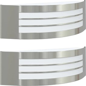 vidaXL Lumină de perete pentru exterior 2 pcs Argintiu 32 x 10 x 10 cm