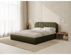 Pat matrimonial verde tapițat cu spațiu de depozitare cu somieră 180x200 cm Juno – Windsor &amp; Co Sofas