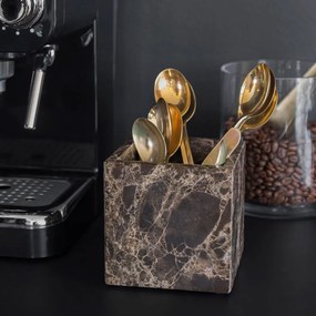 Organizator de baie maro închis pentru dischete demachiante din marmură Marble – Mette Ditmer Denmark