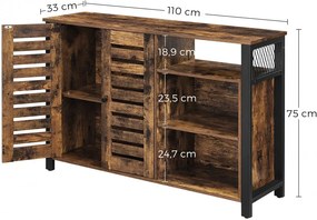 COMI7 - Comoda, 110x33x75 cm pentru hol, living, dormitor, stil industrial - Maro