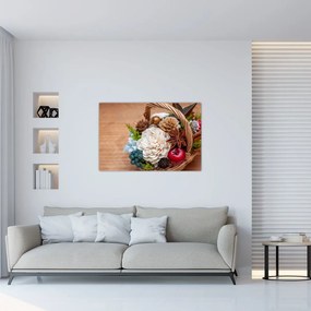 Tablou cu coș din nuiele (90x60 cm)