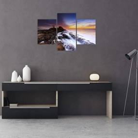 Tablou cu munți în ceață (90x60 cm)