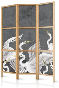 Paravan japonez - Flutter of wings - white herons on dark grey background with texture