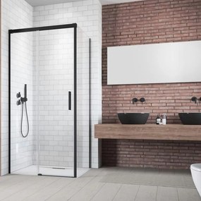 Cabina de dus dreptunghiulara cu usa glisanta Radaway Idea KDJ 150x110 cm finisaj negru mat-transparent stanga