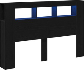 vidaXL Tăblie LED Stejar negru 160 x 18.5 x 103.5 cm Lemn compozit