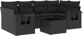 vidaXL Set canapele de grădină cu perne, 7 piese, negru, poliratan
