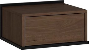 Noptieră suspendată Zenar cu sertar 50 cm - nuc elegant / negru