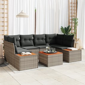 Set de Canapea de Grădină vidaXL de 6 Piese cu Perne Gri din Ratan Poliester Acacia