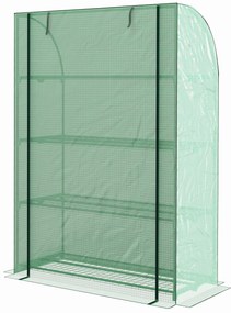 Outsunny Mini seră de grădină cu 4 etaje cu husă PE consolidată, ușă rulabilă și rafturi 120 x 50 x 170 cm, verde | Aosom Romania