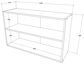 Corp Superior Oran, 2 Usi, Alb, 100 x 33 x 60 cm