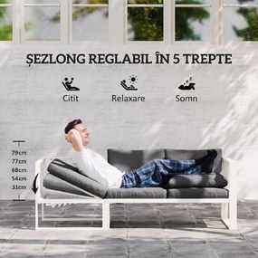Outsunny Set Mobilier de Grădină din 4 Piese cu 2 Canapele, Fotoliu Reglabil și Măsuță de Cafea, 121x61x62 cm, Gri | Aosom Romania