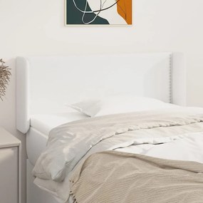 Tablie de pat cu aripioare alb 103x16x78 88 cm piele ecologica 1, Alb, 103 x 16 x 78 88 cm