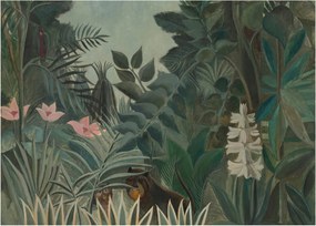 Tablou pe sticlă - Henri Rousseau, The Equatorial Jungle, reproducere (70x50 cm)