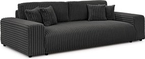Canapea gri închis extensibilă/cu spațiu de depozitare cu tapițerie din catifea reiată 260 cm Justin – Ropez