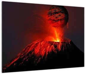 Tablou pe sticlă cu vulcan (70x50 cm)