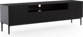 Comodă TV cu sertare Nicole 200 cm - negru mat / picioare negre