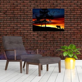 Tablou pe sticlă - Silueta unui lup (70x50 cm)