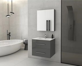 Dulap cu oglinda suspendat Drop Torino antracit 2 usi 60 cm